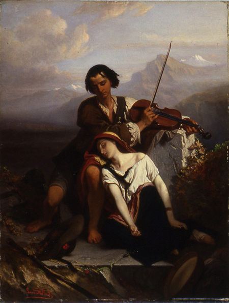 Power of Music (Sức mạnh âm nhạc) - Người anh cố gắng an ủi em gái mình bằng điệu nhạc violin... - Louis Gallait... (Wikipedia)