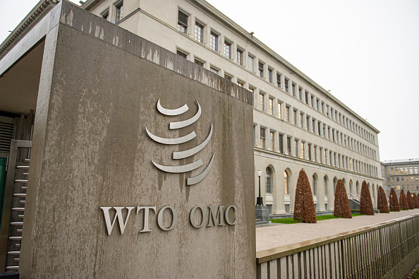 Hình ảnh của trụ sở của Tổ chức Thương mại Thế giới (WTO) được chụp vào ngày 11 tháng 12 năm 2019 tại Geneva, Thụy Sĩ. (Ảnh của Robert Hradil/Getty Images)
