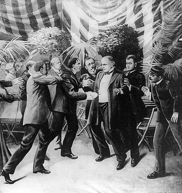 Một kẻ vô abcxyz tên là Leon Czolgosz đã giấu vũ khí bằng chiếc khăn tay và bắn hai phát vào bụng của McKinley ở cự ly gần.
