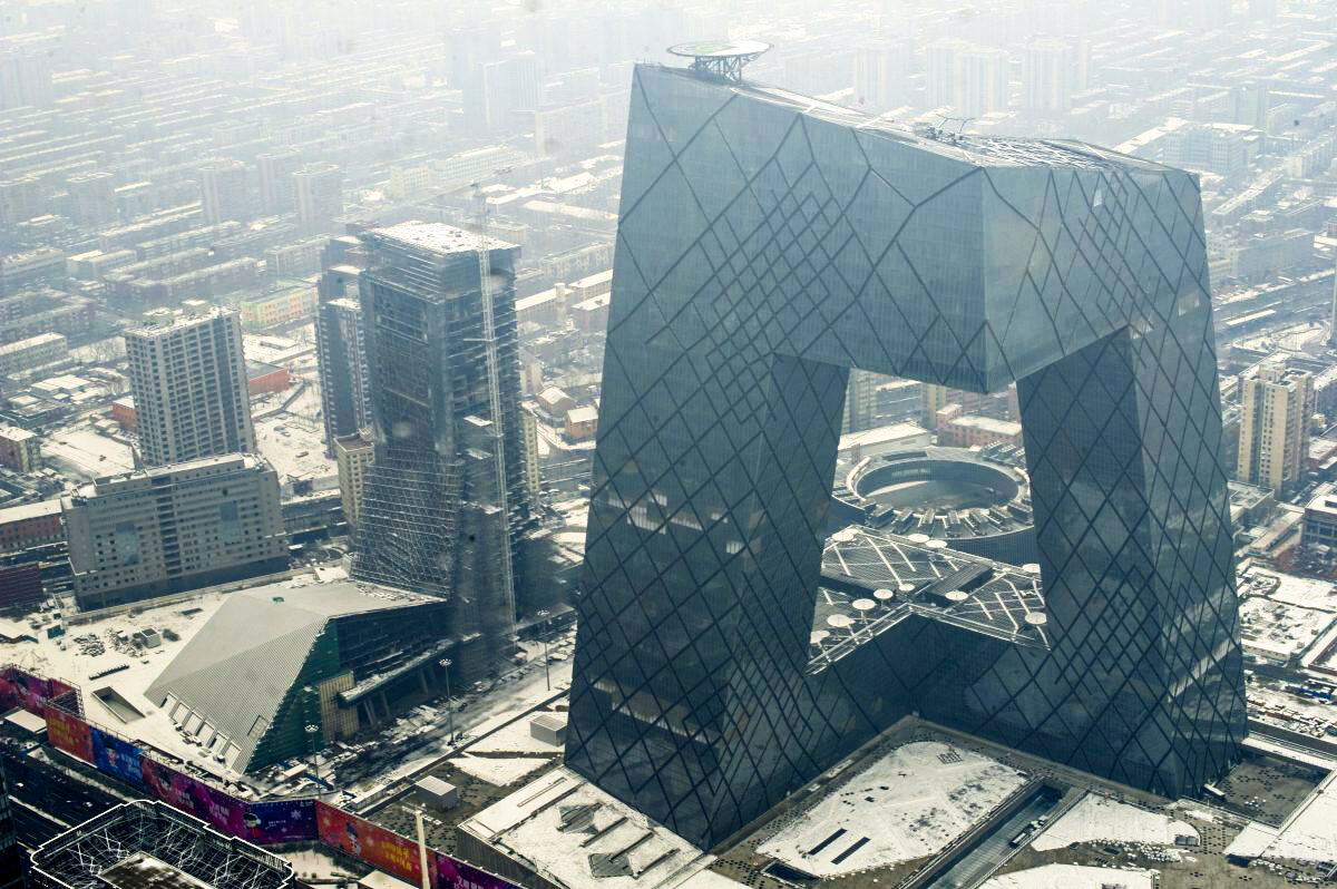 Trụ sở của đài truyền hình nhà nước Trung Quốc, CCTV, tại Bắc Kinh vào ngày 26/2/2011. (STR / AFP / Getty Images)