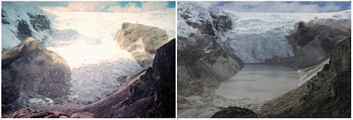 Sông băng Qori Kalis, Peru Ảnh: Tháng 7 năm 1978 - tháng 7 năm 2011. 