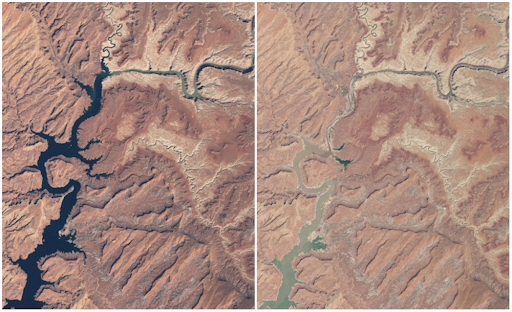 Hồ Powell, thuộc bang Arizona và Utah tháng 3 năm 1999 - tháng 5 năm 2014. 