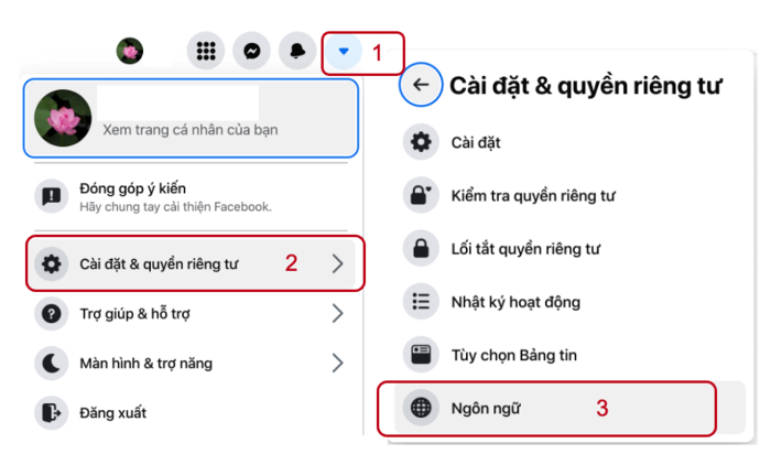 Cách đổi ngôn ngữ Facebook trên máy tính và điện thoại