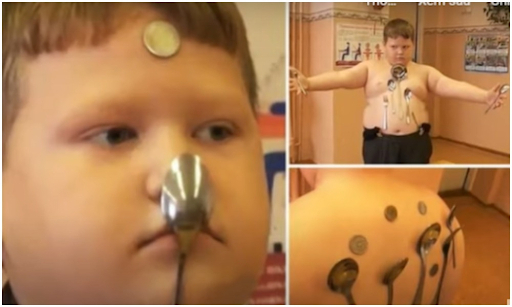 A boy in Russia named Nikolai Kryaglyachenko has the ability to attract metal objects like a magnet after an accident on his way home from school. 
