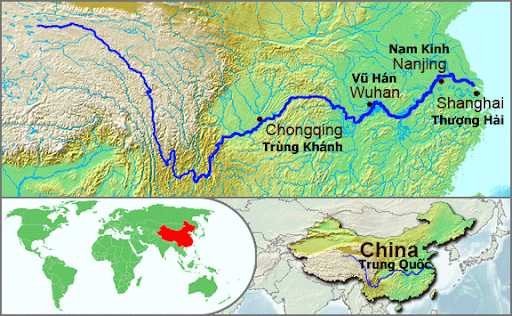 Sông Trường Giang ở quận Thái Hưng, tỉnh Giang Tô ngàn năm cuồn cuộn nước.