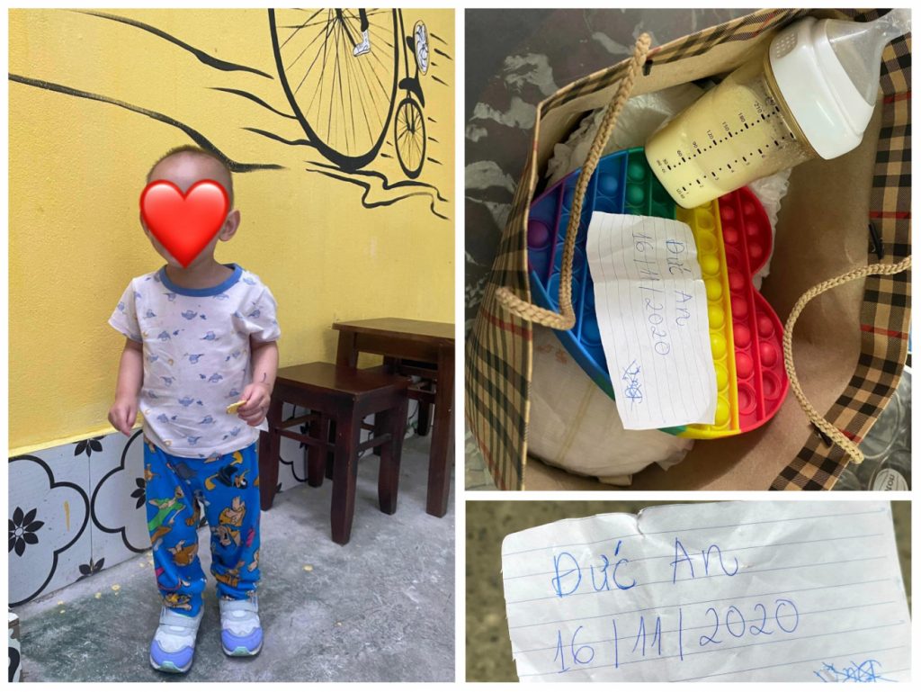 Bé trai 2 tuổi bị bỏ rơi bơ vơ dưới trời mưa ở Hà Nội