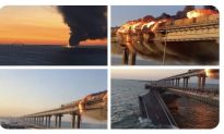 Cháy nổ dữ dội cây cầu trọng yếu nối Nga và bán đảo Crimea