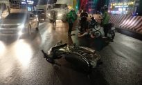 Bình Dương: Nhiều xe máy 'vồ ếch' vì dầu nhớt loang trên đường, có người bất tỉnh