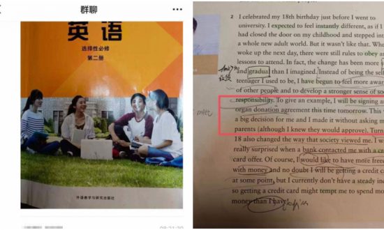SGK tiếng Anh THPT ở Trung Quốc gợi ý cho học sinh 'hiến nội tạng mà không cần hỏi ý kiến cha mẹ'