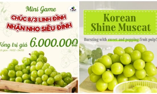 K-Grape tặng quà nho mẫu đơn Shine Muscat nhân ngày 8/3