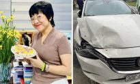 Trong lúc cầm lái xe ô tô, MC Thảo Vân gặp tai nạn giao thông